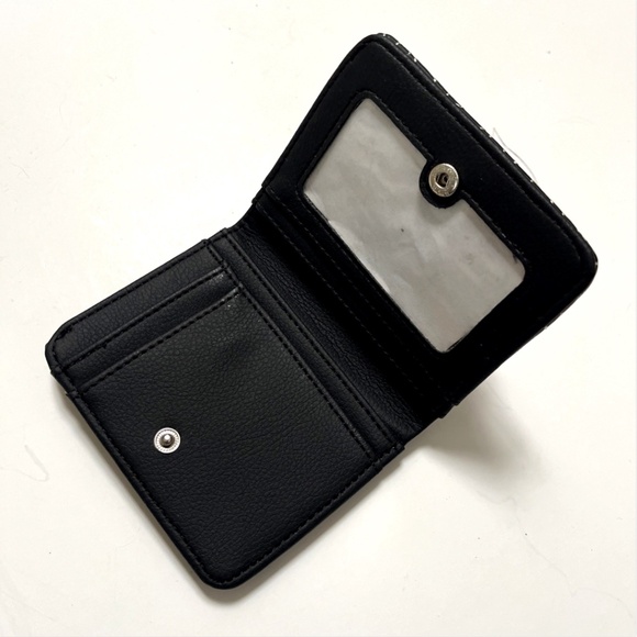 NWT Betsey Johnson 2pc Bifold Wallet Set Hearts Quilted Black & Mauve Card Case - Picture 9 of 10